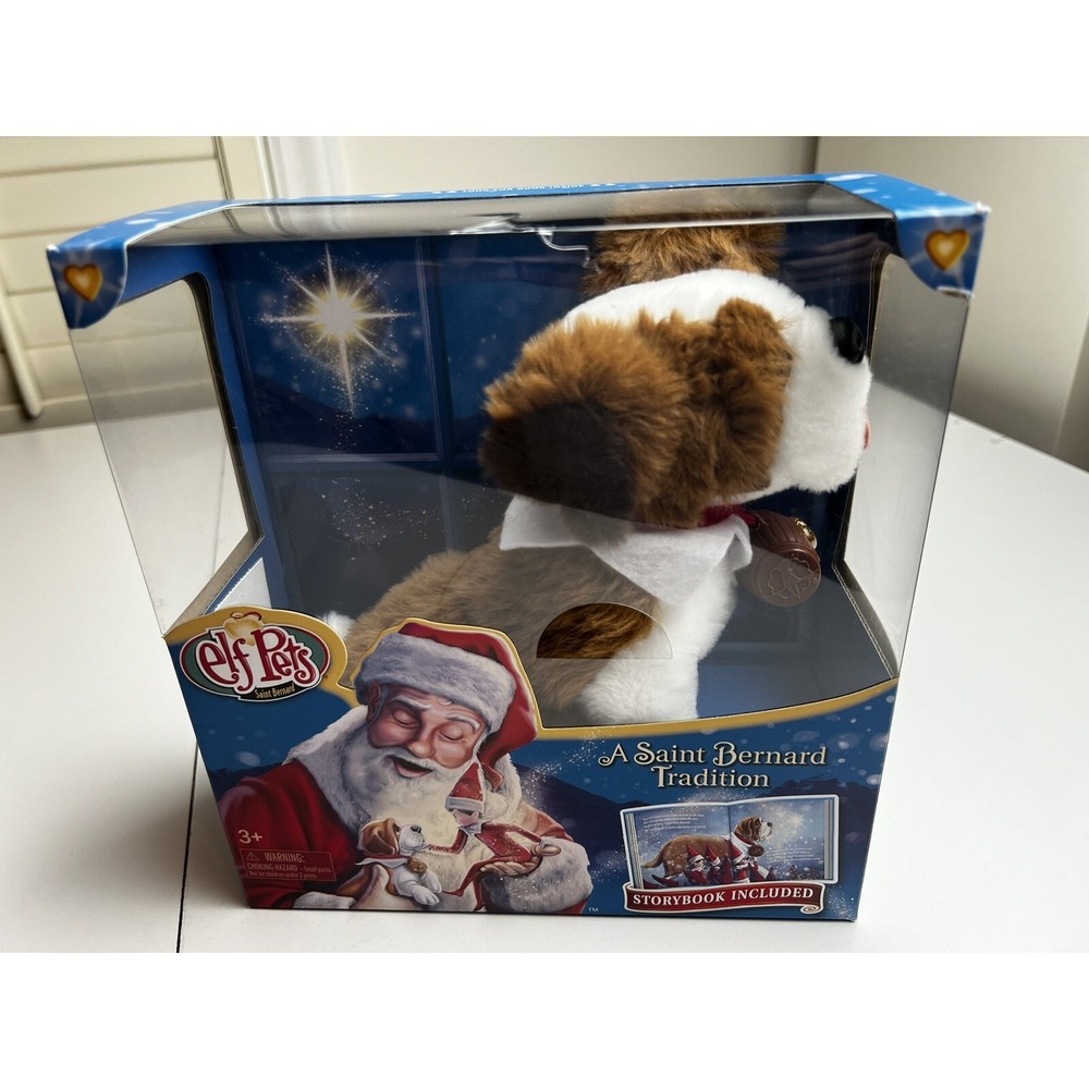 Elf Pets Saint Bernard Plush Stuff Dog Tradition Book Elf On The Shelf Toy NIB